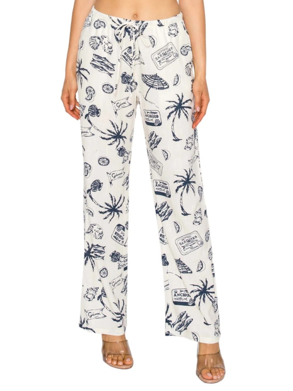 Cali 1850 Coastal Print Linen Blend Lounge Pants Size Small good condition ⛱️ - Picture 4 of 16